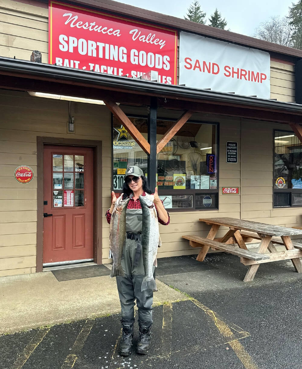 A Big Nestucca River fisherman with a limit of Winter Steelhead