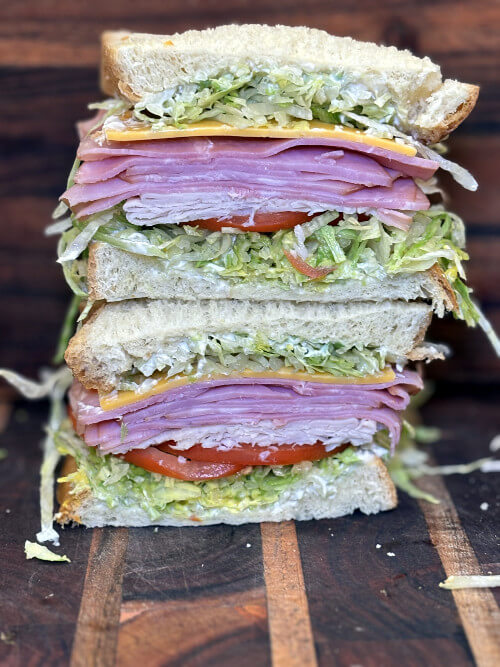 Hebo Deli cold ham and turkey sandwich