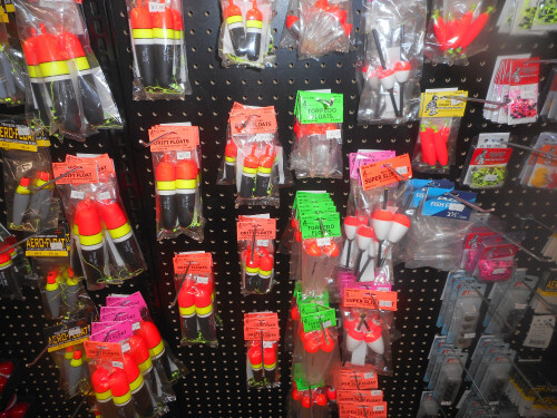 Our display of Hebo Tackle Shop bobbers
