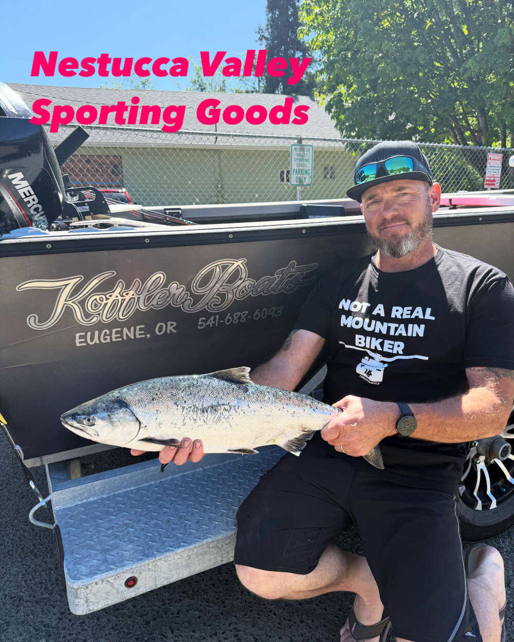 Nestucca Deli and Sporting Goods customer with salmon for Hebo Tackle Review Page