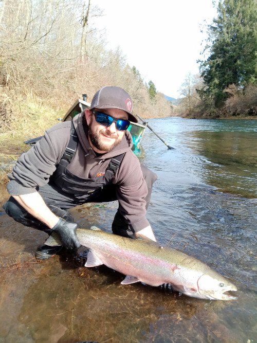 Hebo Bait Shop ower with bright Winter Steelhead