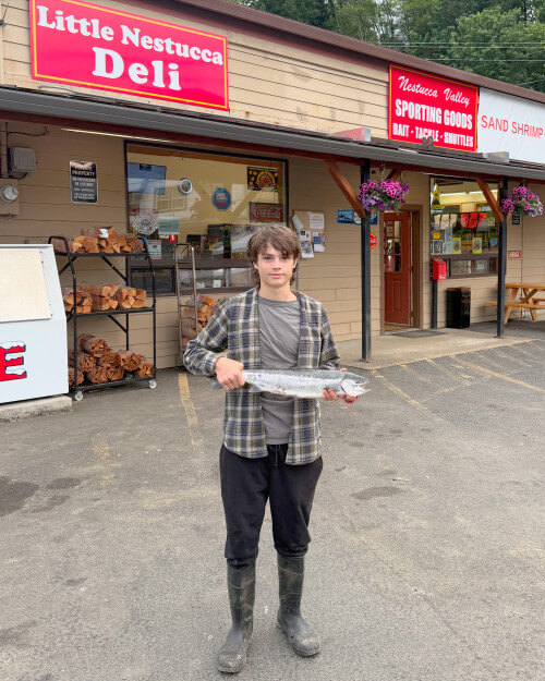 Hebo fishing tackle and bait happy customer with summer steelhead